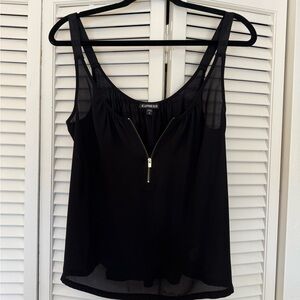Express Black Zip-Front Tank Top